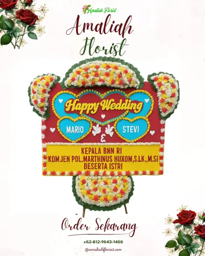 Karangan Papan Bunga Pernikahan di Jambidan